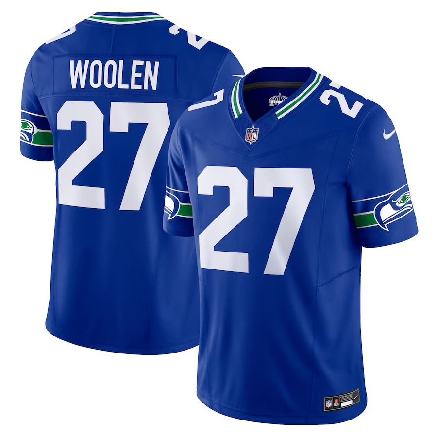 Men Seattle Seahawks 27 Tariq Woolen Nike Royal Throwback Vapor F.U.S.E. Limited NFL Jersey